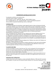 Conditions g�n�rales de vente Acim Jouanin