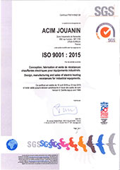 Certificat ISO 9001 Acim Jouanin