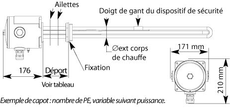 thermoplongeur atex a visser, sur bride